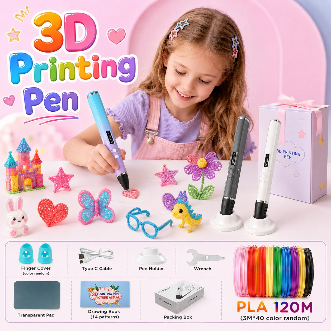 3D 프린팅 펜 어린이용 C타입 충전 OLED 디스플레 - Pla Filament 리뷰 및 가격