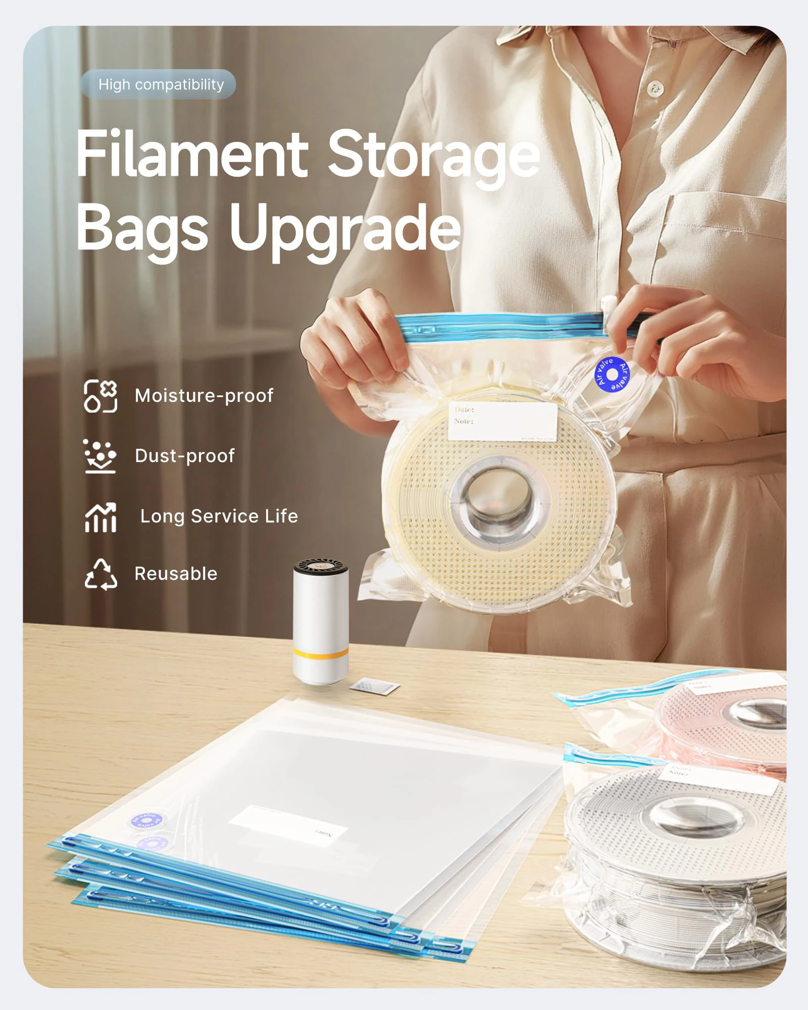 USB 충전식 전기 공기 펌프가 포함된 3D 프린터 필 - Pla Filament 리뷰 및 가격